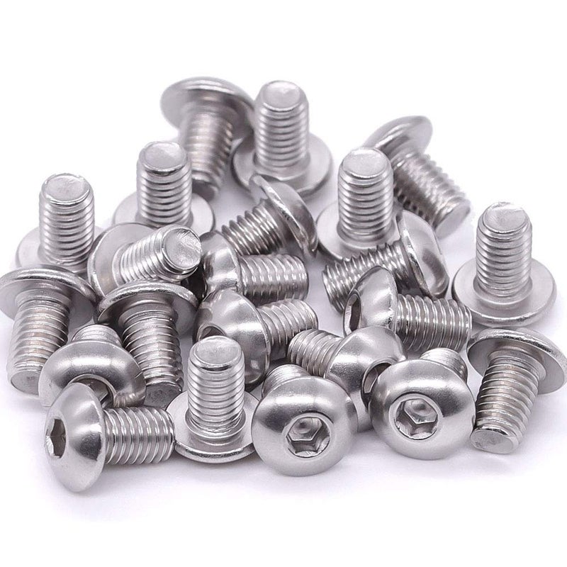 EASTLO M6-1.0 x 8mm Button Head Socket Cap Screws 304 Stainless Steel 18-8 Hex Socket Cap Screws  Allen Hex Drive  Full Thread  Coarse Thread UNC  50 PCS - Image 1